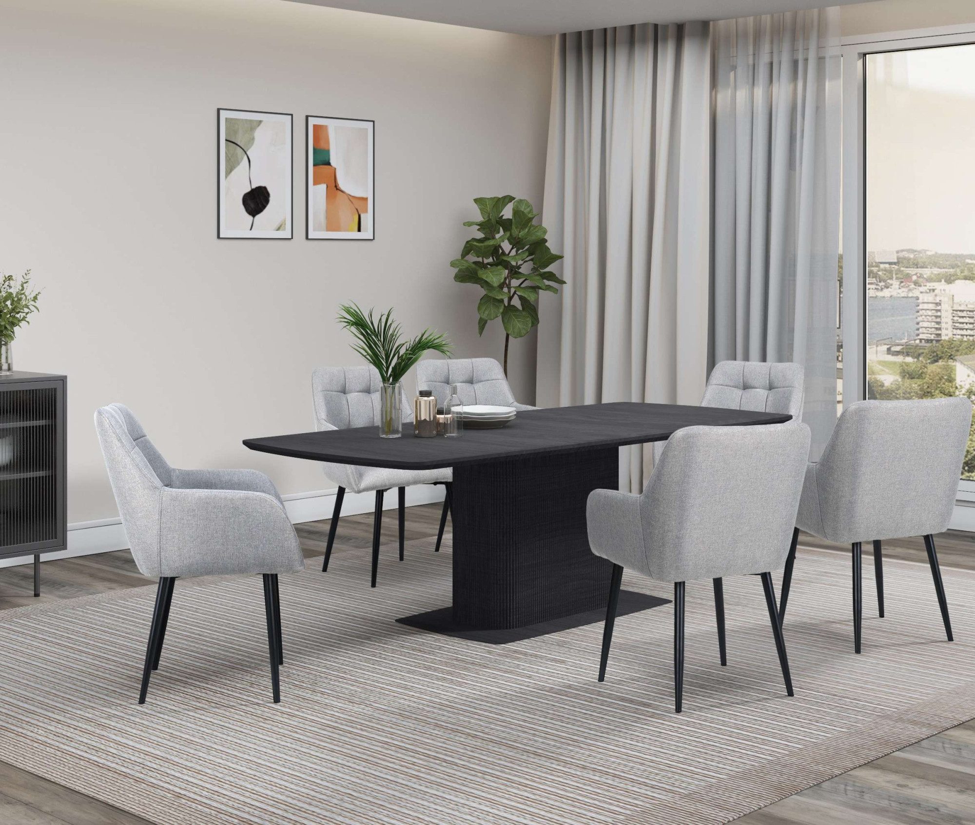 OTTO home Esstisch Daleton, Tischplatte und Standfuß mit Holzstruktur, pflegeleicht, Höhe 76 cm
