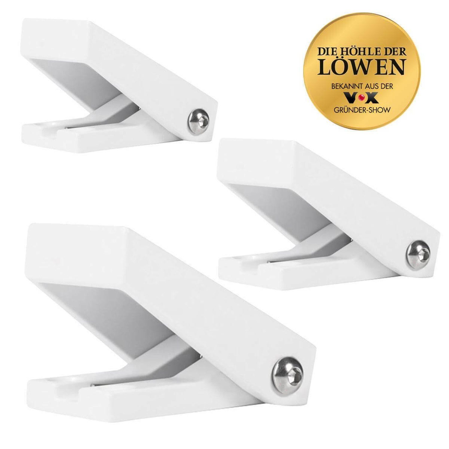 Fenster-Schnapper Fensterschloss Fensterschnapper Einbruchschutz Fenstersicherung Fensterschloss (3-tlg), Weiß inkl. Befestigungsmaterial