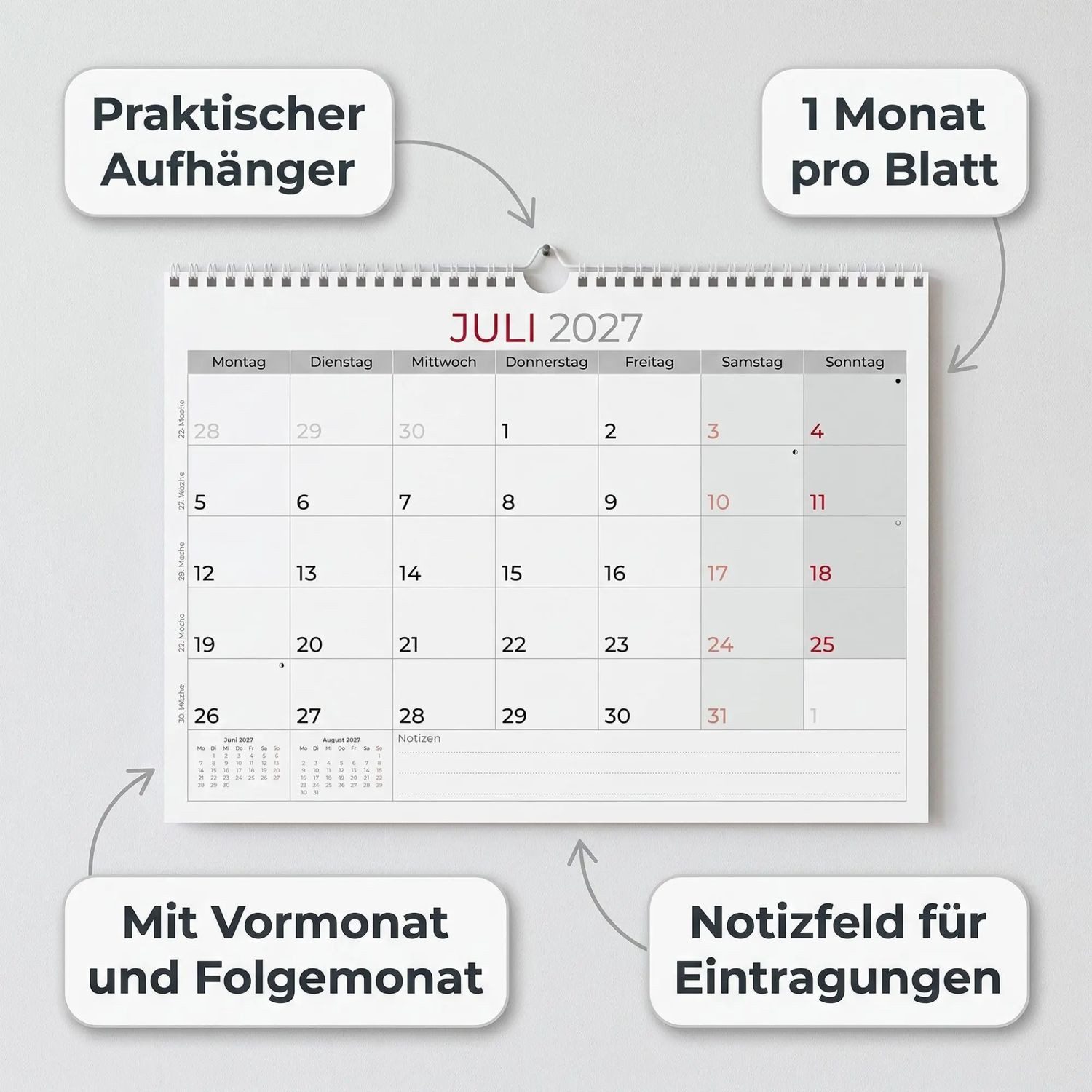 Wandkalender Monatsterminkalender 1M/1S 2027 – Bild 2 von 4