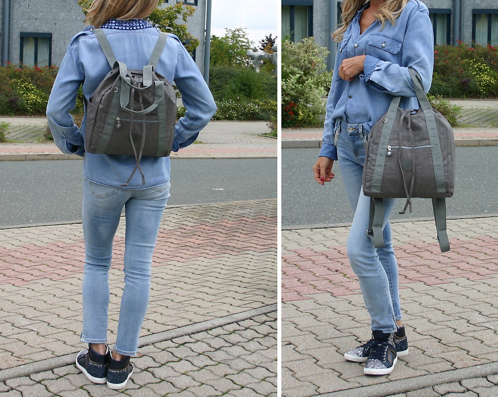 CF CATTERFELD Cityrucksack und Handtasche in Einem, 2in1 leichter Freizeitrucksack/Schultertasche, Leicht