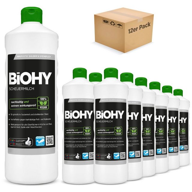 BiOHY Scheuermilch 12er Pack (12 x 1 Liter Flasche) Scheuermilch (12-St)