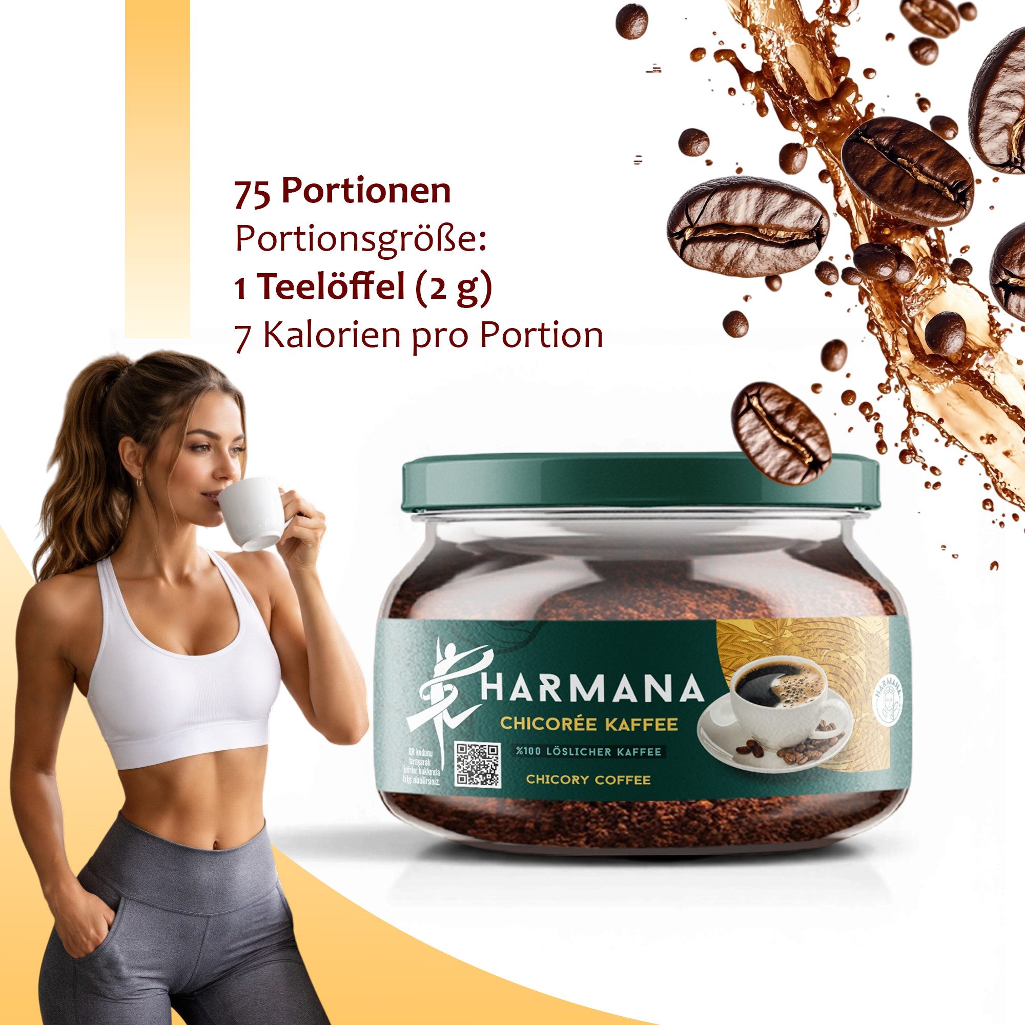 Harmana Kaffee Chicorée Kaffee 150g–60% Kaffee, 40% Zichorie, ohne Zucker 60 Portione, 150 g, Harmana Zichorienkaffee – ideal für bewusste Ernährung