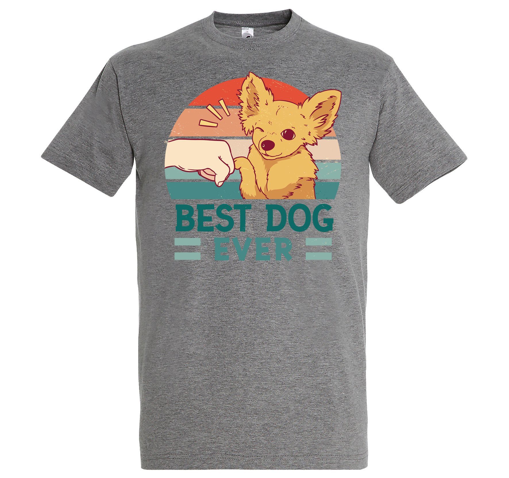 mit Trendigem Frontdruck Grau Best Dog Youth T-Shirt Designz Ever T-Shirt Herren