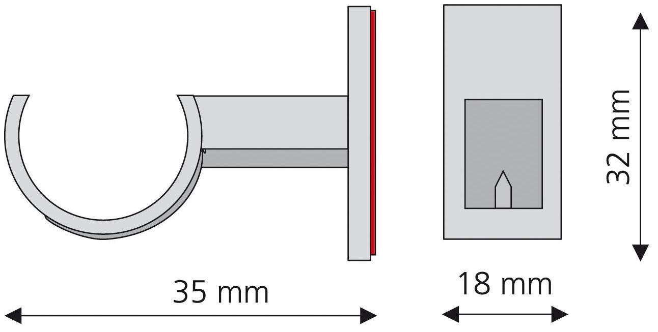 Klebeträger, Liedeco, Cafehausstangen, (Set, 2-tlg), für Cafehausstangen Ø  12 mm, Geeignet für Gardinenstangen, Rohre mit Ø 12 mm