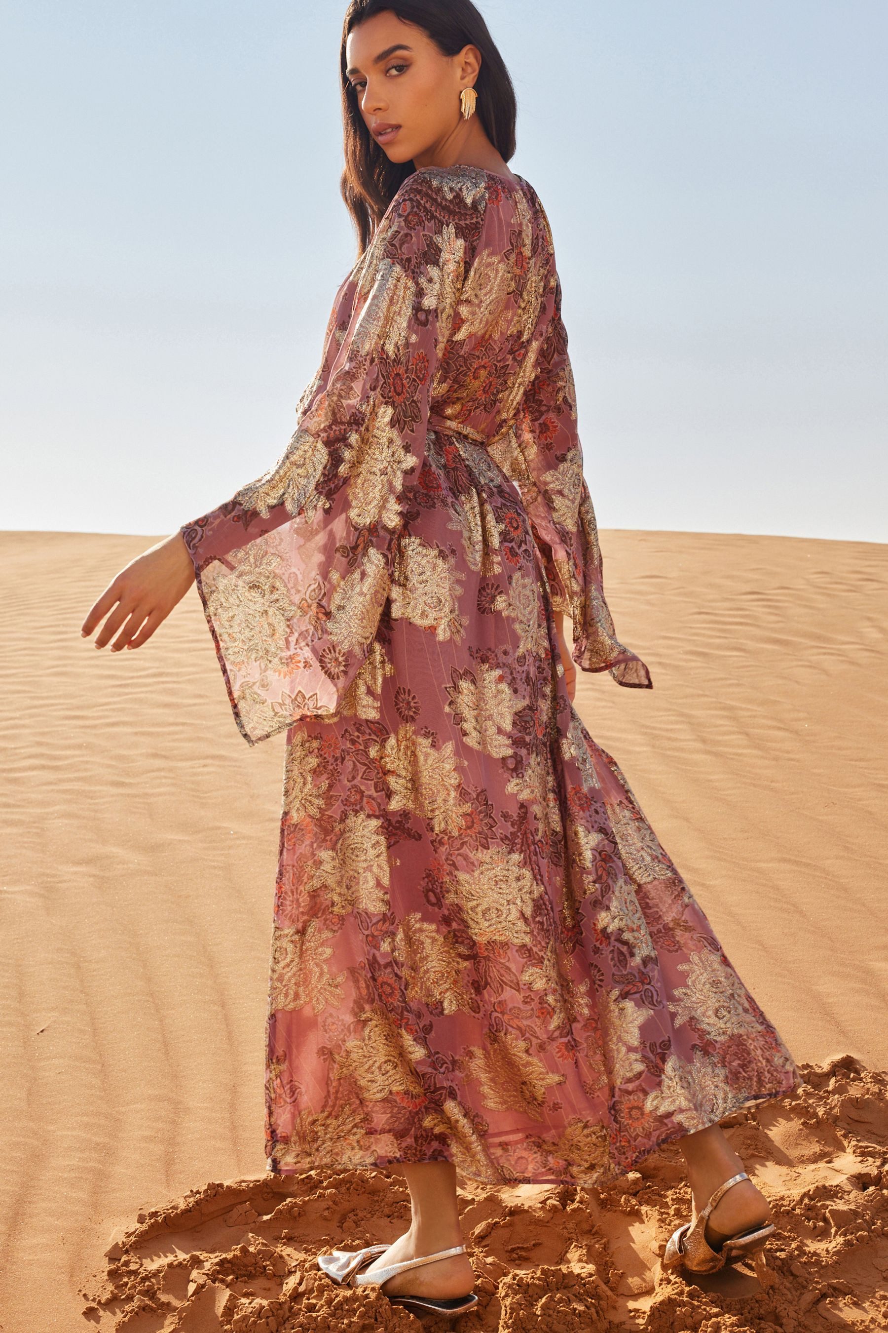 Next Partykleid Langärmeliges Metallic-Kleid für besondere günstig online kaufen