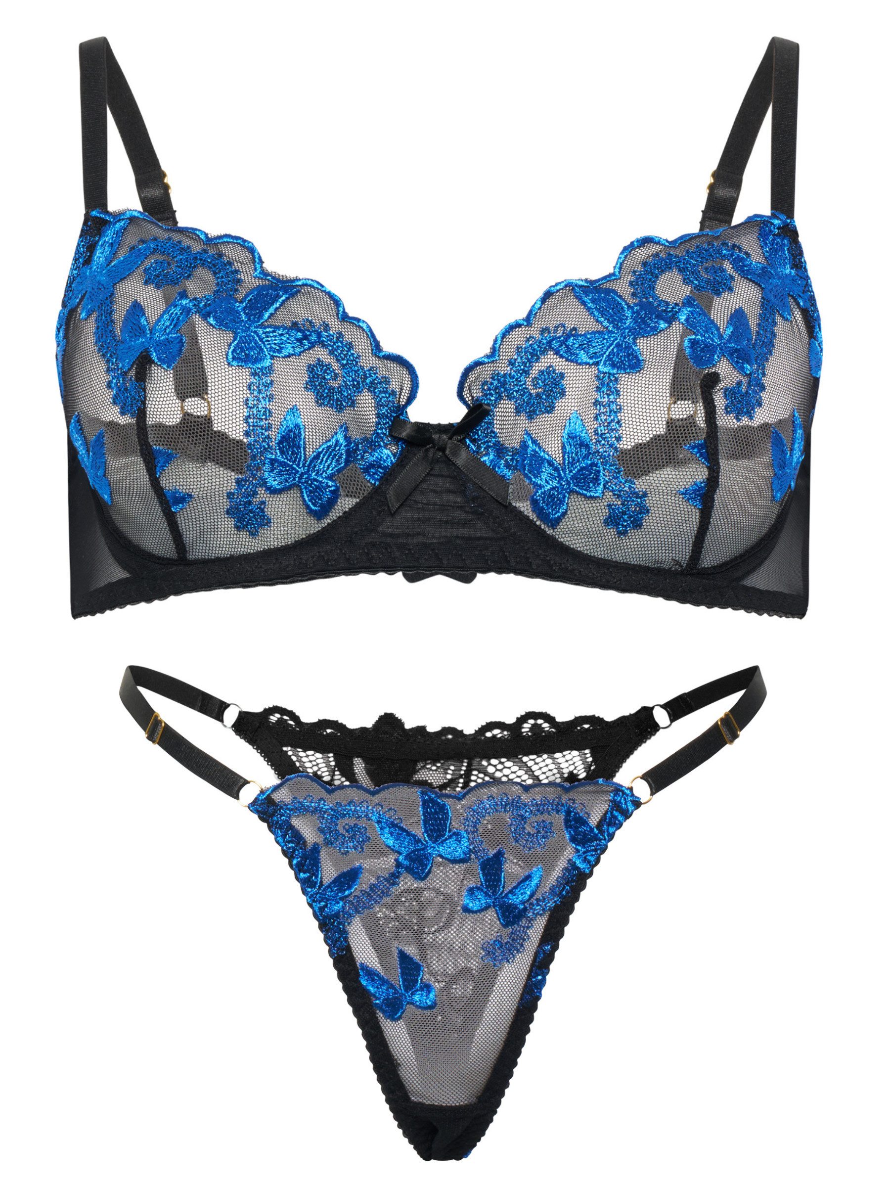 Elegant Love Set: Bügel-BH Dessous-Set aus Stickereispitze – Sexy Unterwäsche Set (Set, 2-tlg., mit String) Zartes und elegantes Lingerie-Set mit Tanga, Reizwäsche