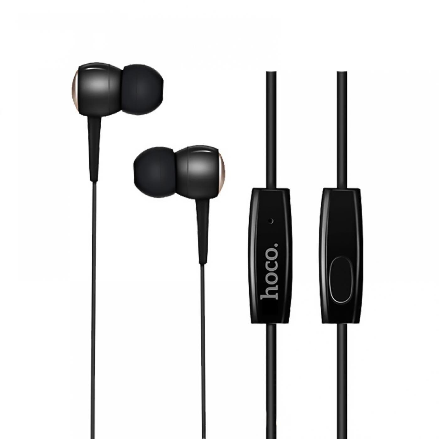 HOCO M19 Drumbeat 3,5mm Klinke Smartphone-Headset (Köpfhörer Klinke 3.5 mm Headset mit Mikrofon In Ear Beat) Schwarz