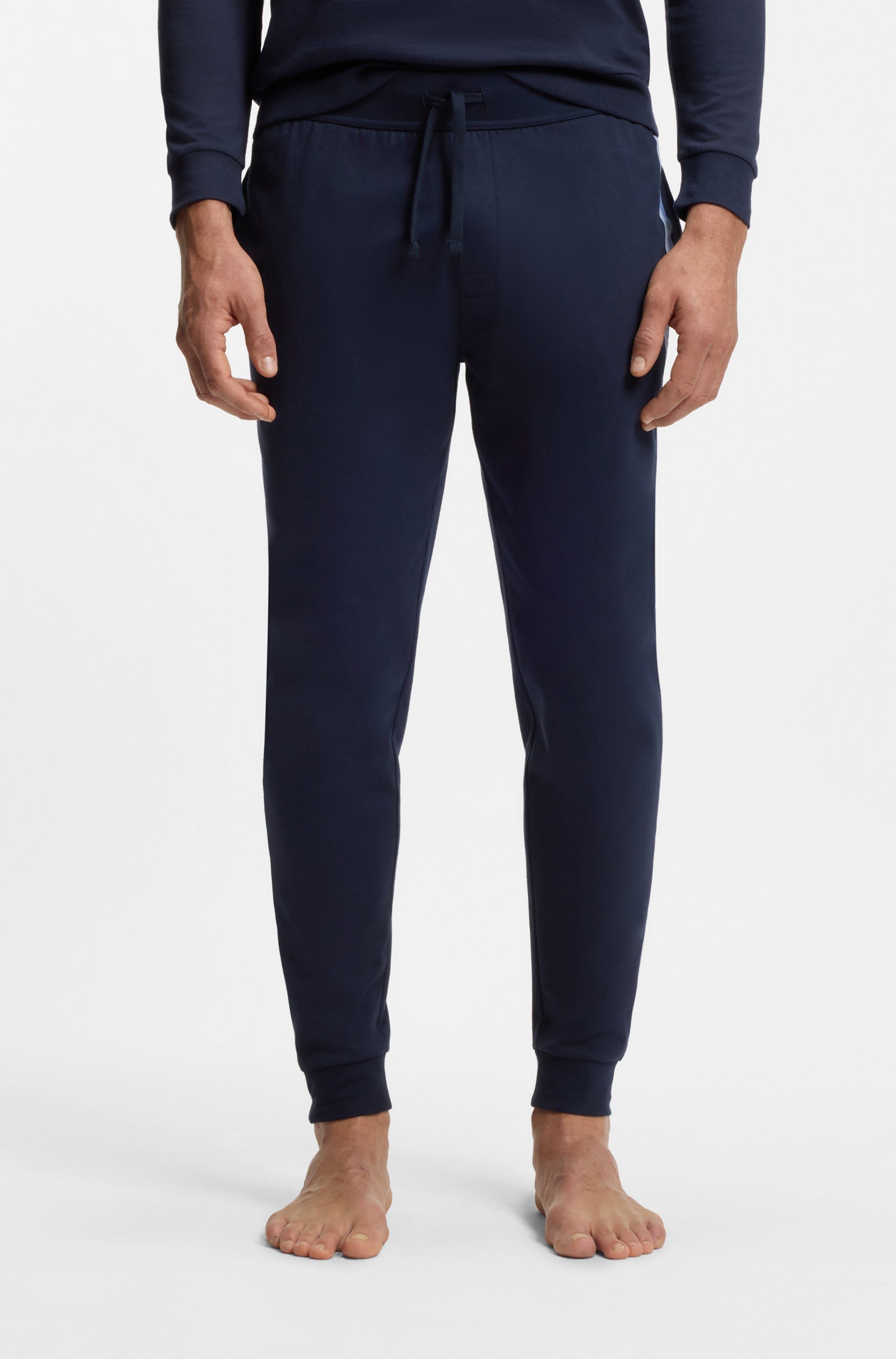 BOSS Jogginghose Authentic aus Baumwoll-Terry mit Streifen und Logo