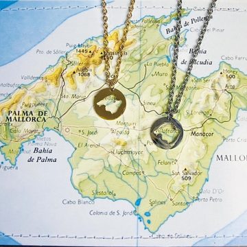 DAHEIM Kette mit Anhänger Halskette Mallorca (vergoldet), - filigrane Kette Majorca für Damen und Frauen, Heimat-Schmuck Balearen aus Edelstahl