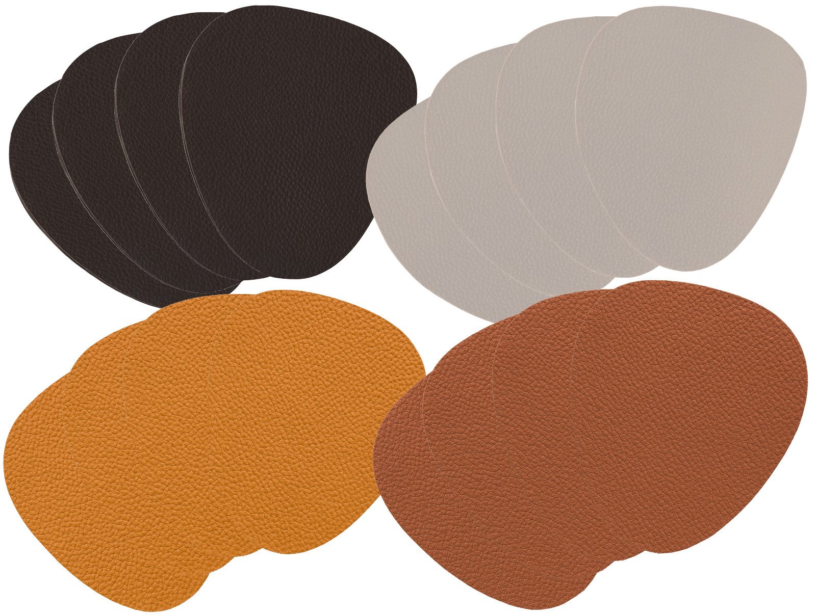 Koopman Getränkeuntersetzer Glasuntersetzer Untersetzer 16tlg Kunstleder Unterlage Tischgedeck, 16-tlg., 4 Farben, Oval, Lederoptik, 13x11cm, Polyutheran