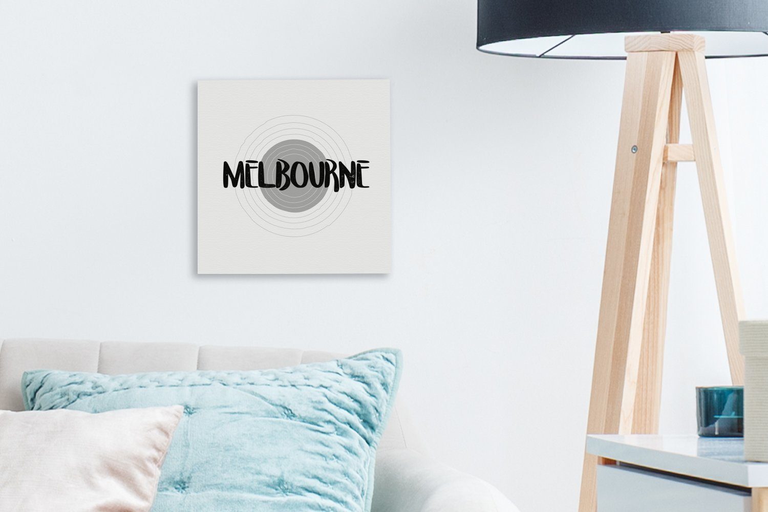 Illustration Leinwandbild schwarz - Hintergrund von (1 Melbourne einem OneMillionCanvasses® für mit gelben Bilder St), Schlafzimmer Wohnzimmer Leinwand und,