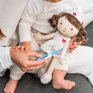 babyono Stoffpuppe Puppe Grace Krankenschwester zum Kuscheln für Babys und Kleinkinder (1-tlg), Besonders Weich, Waschbar, Speziell für Babys und Kleinkinder