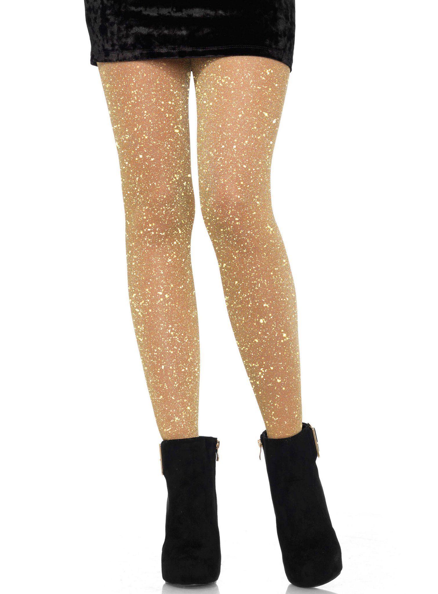 Leg Avenue Feinstrumpfhose Sternenstaub Strumpfhose natur Goldener Glitzer auf naturfarbener Strumpfhose