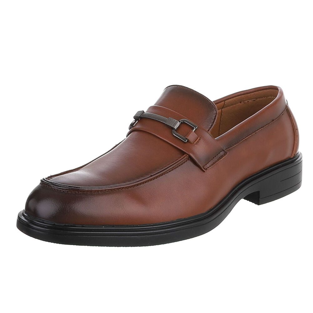 Coolwalk Herren Slipper mit Zierriemen elegant bequem Slipper (91977196) Blockabsatz Business-Schuhe in Camel