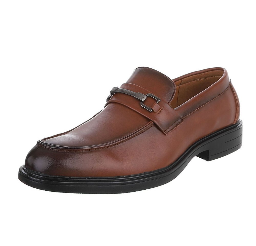 Coolwalk Herren Slipper mit Zierriemen elegant bequem Slipper (91977200) Blockabsatz Business-Schuhe in Camel