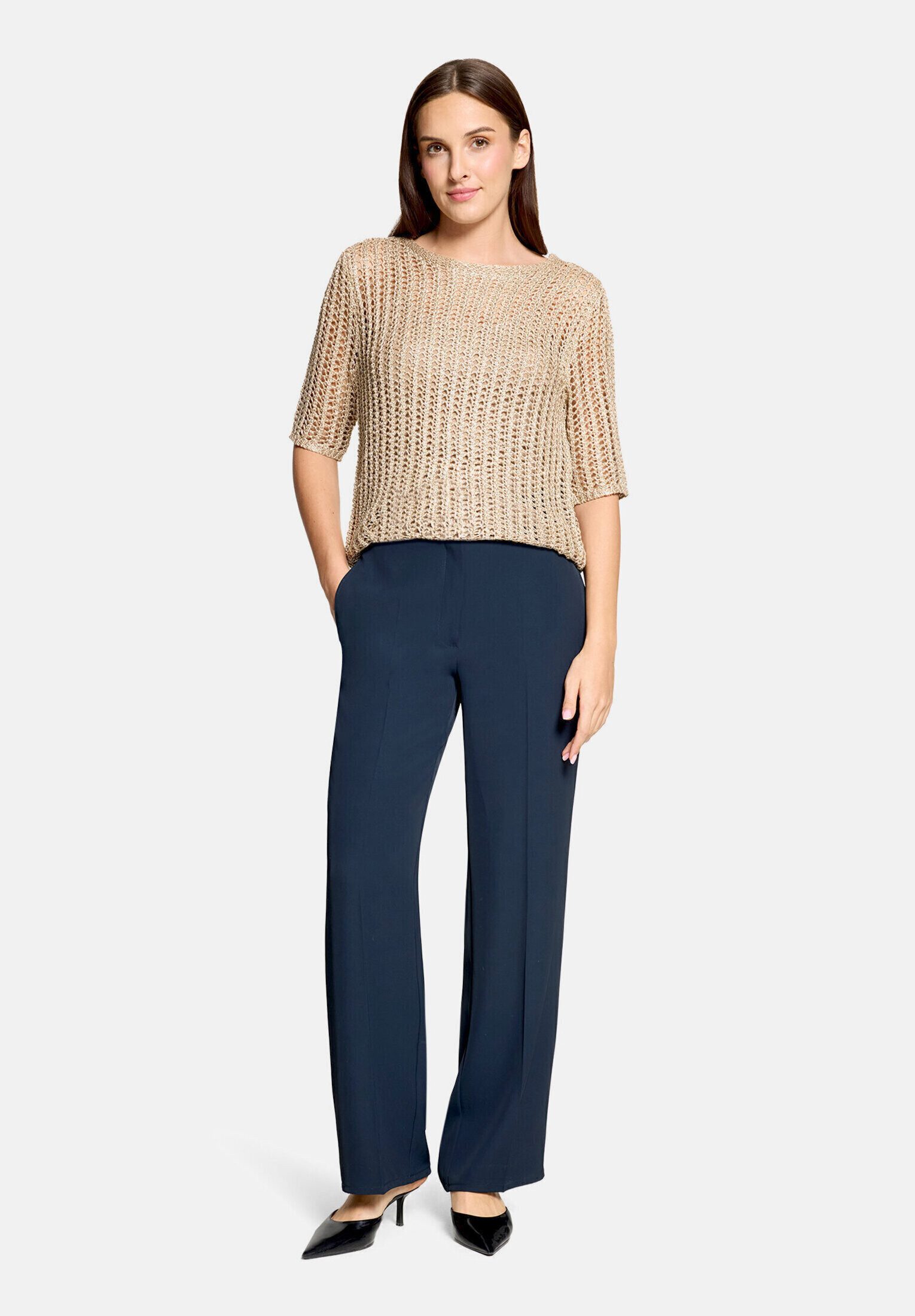 Kurzarmshirt Damen mit Lochmuster