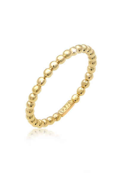 Elli Premium Fingerring Basic Bandring Geo Minimal Ball Look 375 Gelbgold