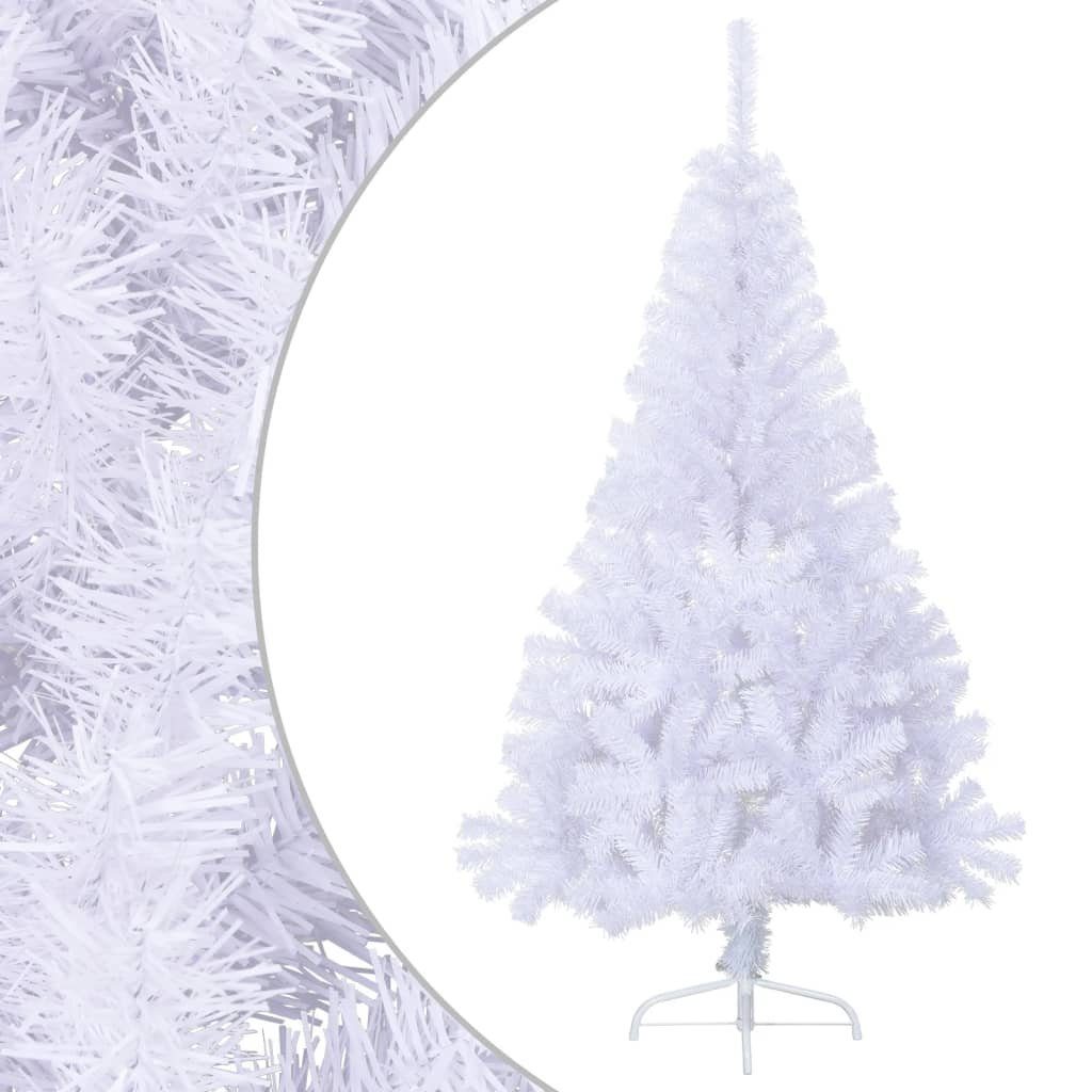 vidaXL Künstlicher Weihnachtsbaum Künstlicher Halb-Weihnachtsbaum mit Ständer Weiß 150 cm PVC