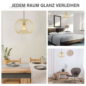 HOMCOM Pendelleuchte Deckenleuchte, Ein-,Ausschalter, Hängeleuchte Deckenlampe moderne Pendelleuchte E27 40W Stahl Gold