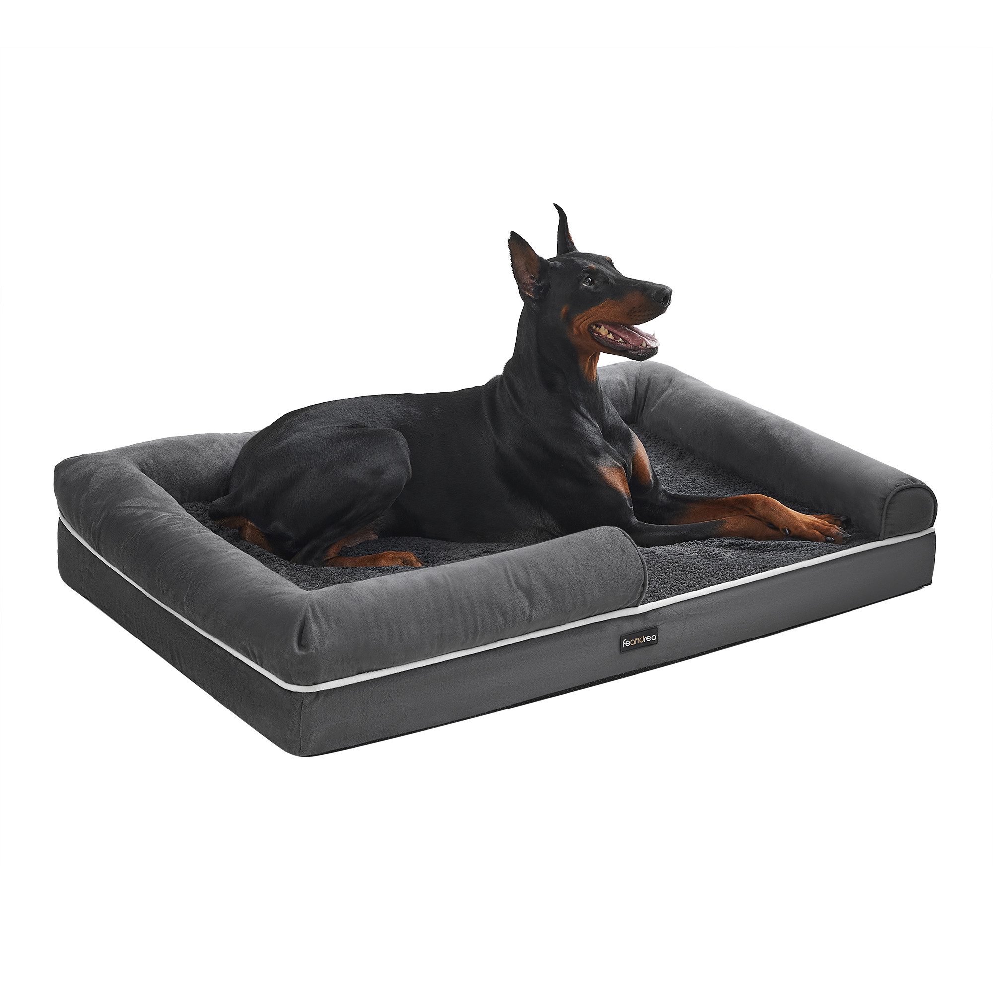 FEANDREA Hundebett Orthopädisches, Bezug abnehmbar und waschbar, rutschfeste, Hundekissen, Hundekorb, Hundesofa, erhöhte Ränder, 120 x 85 x 20 cm
