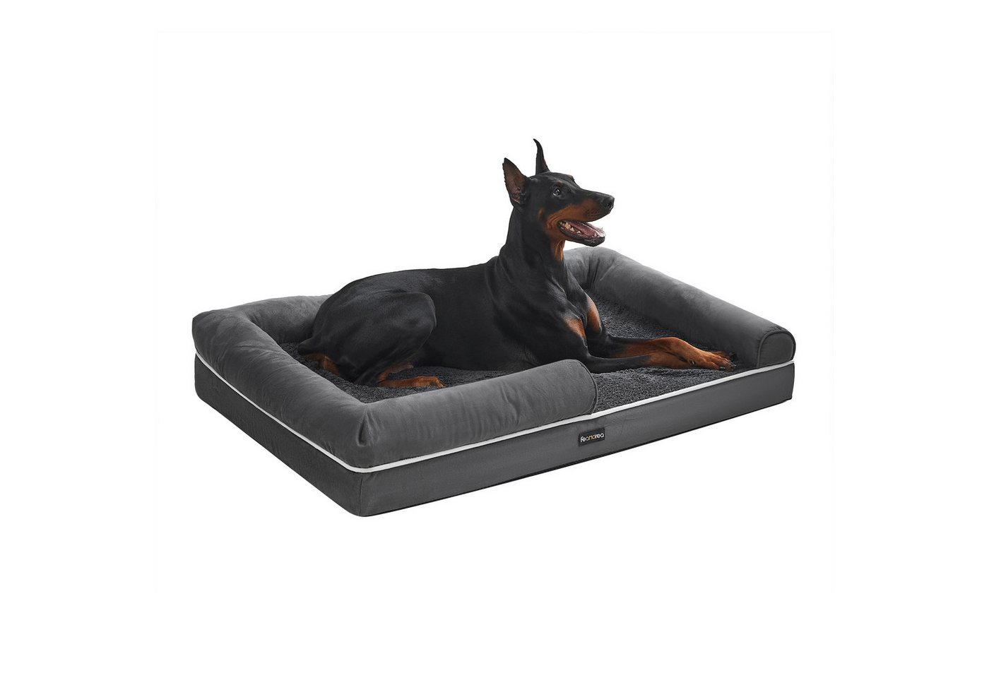 FEANDREA Hundebett Orthopädisches, Bezug abnehmbar und waschbar, rutschfeste, Hundekissen, Hundekorb, Hundesofa, erhöhte Ränder, 120 x 85 x 20 cm