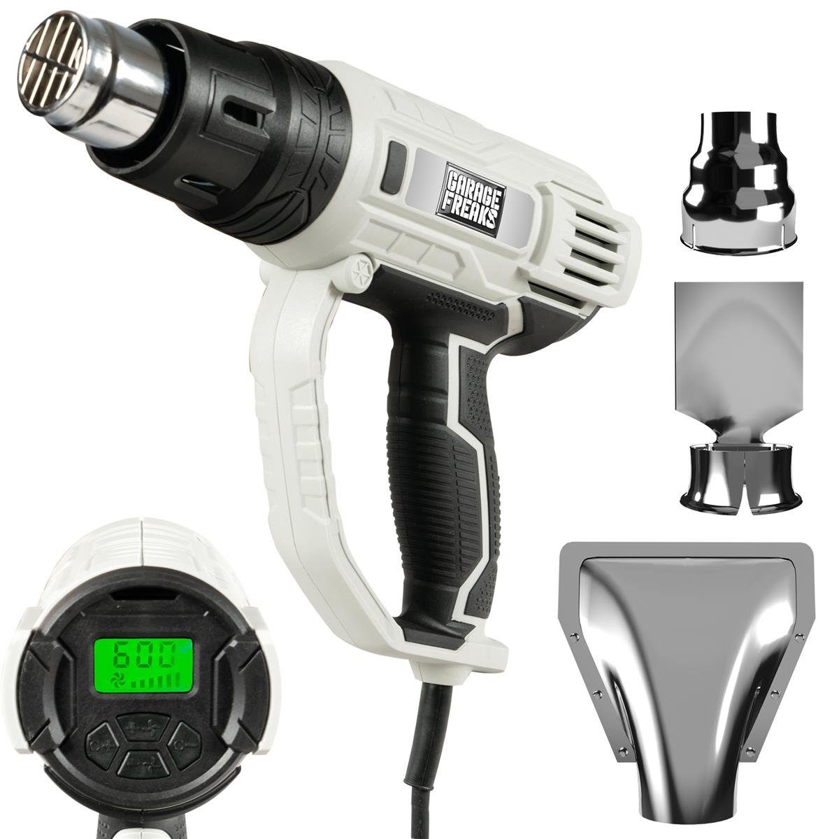 Heißluftgebläse Heißluftpistole mit 5 M Kabel, LCD-Anzeige, 60-600° C