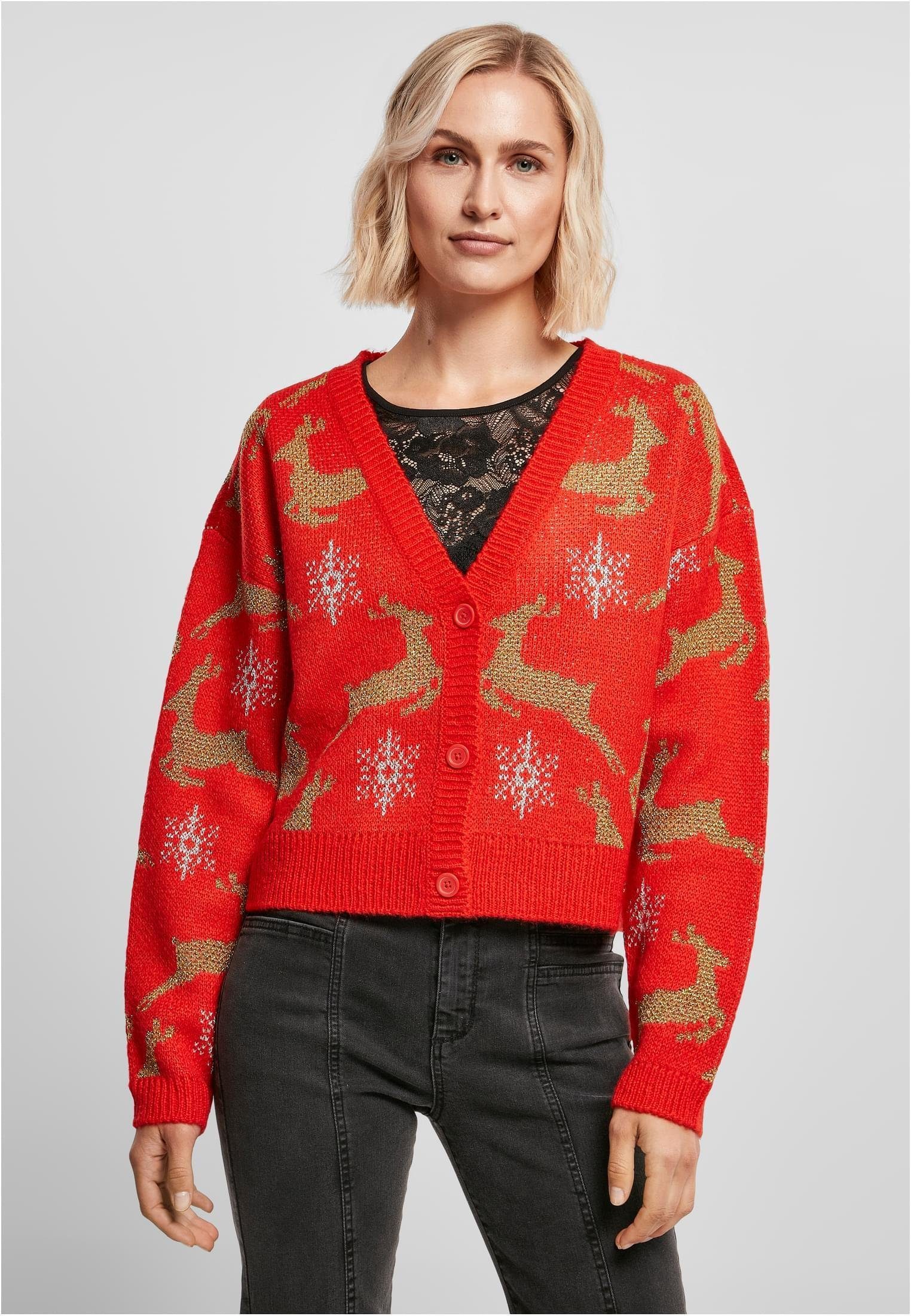 URBAN CLASSICS Cardigan Ladies Short Oversized Christmas Cardigan XS bis 5XL