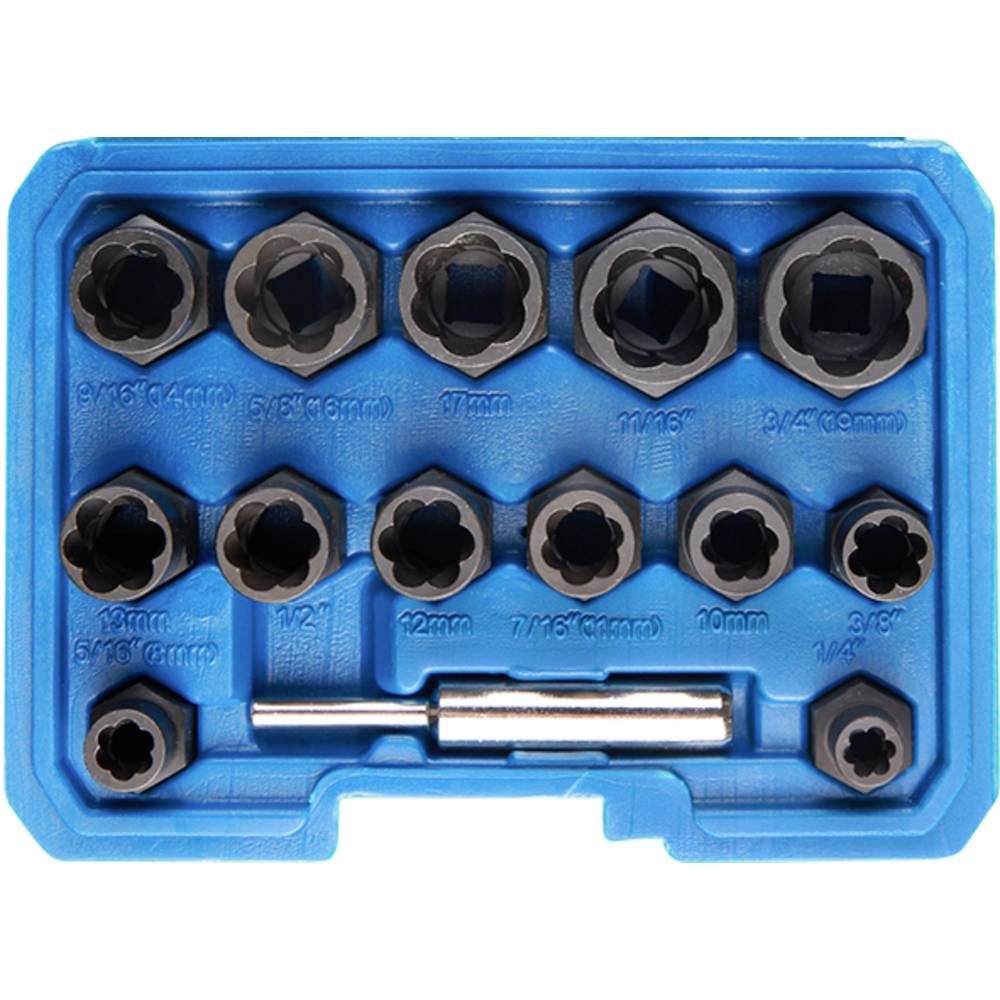Kunzer Bit- und Steckschlüsselset Spiralprofil-Schraubenausdrehersatz 3/8″ 7SA14.1