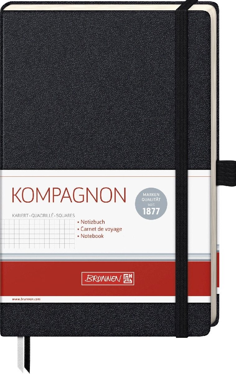 Notizbuch Notizbuch Kompagnon Klassik A5 kariert 96 Blatt 80g/qm schwarz