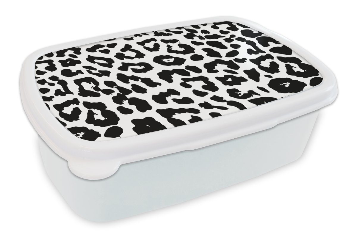 MuchoWow Lunchbox Design - Tiermuster - Schwarz - Weiß, Kunststoff, (2-tlg), Brotbox für Kinder und Erwachsene, Brotdose, für Jungs und Mädchen