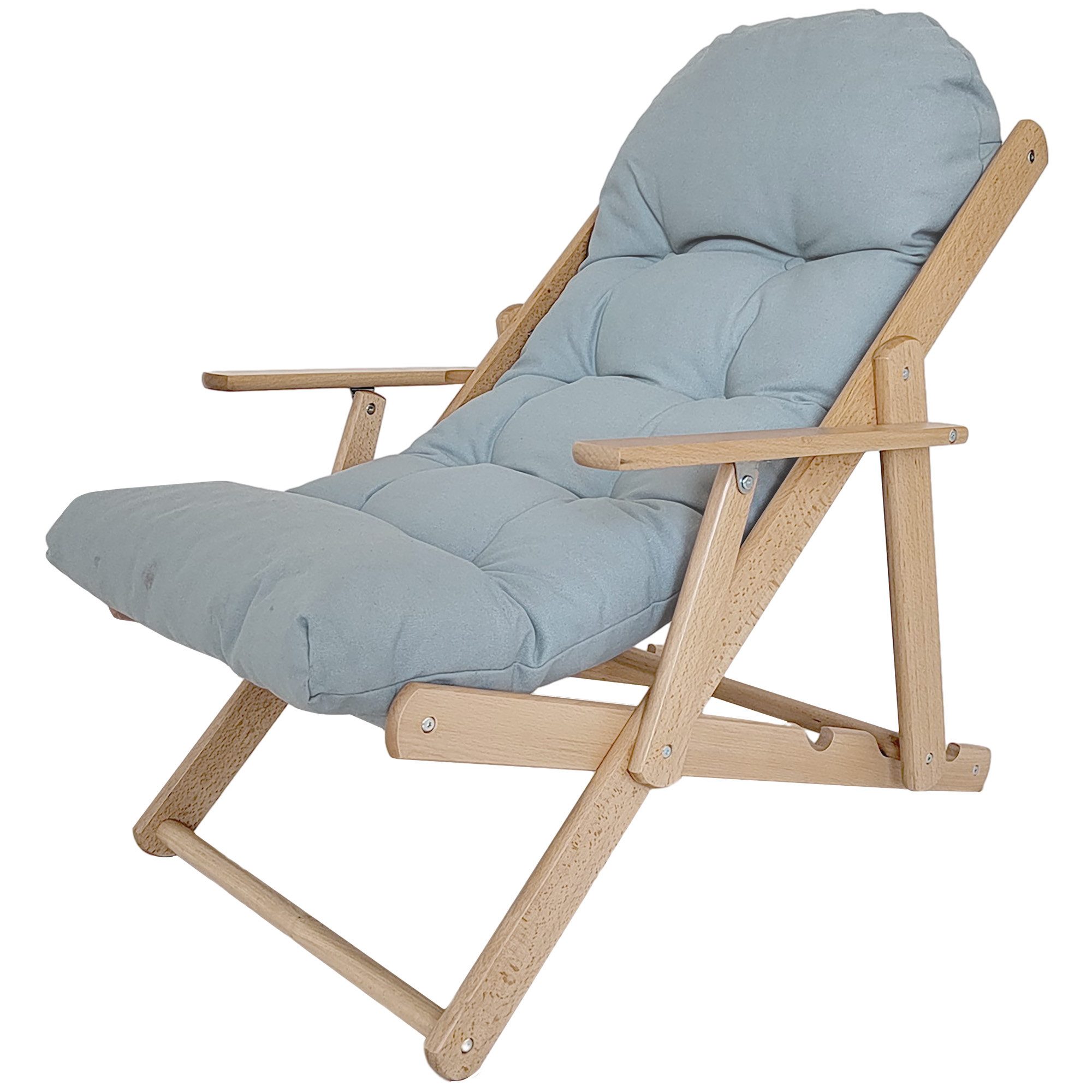 HOMCOM Relaxsessel Relaxstuhl Esszimmerstuhl mit Leinenoptik Hellgrau (Ruhesessel, 1-St., Klappbar Polstersessel), für Wohnzimmer, Buchenholz, 71 x 89 x 96 cm Hellgrau
