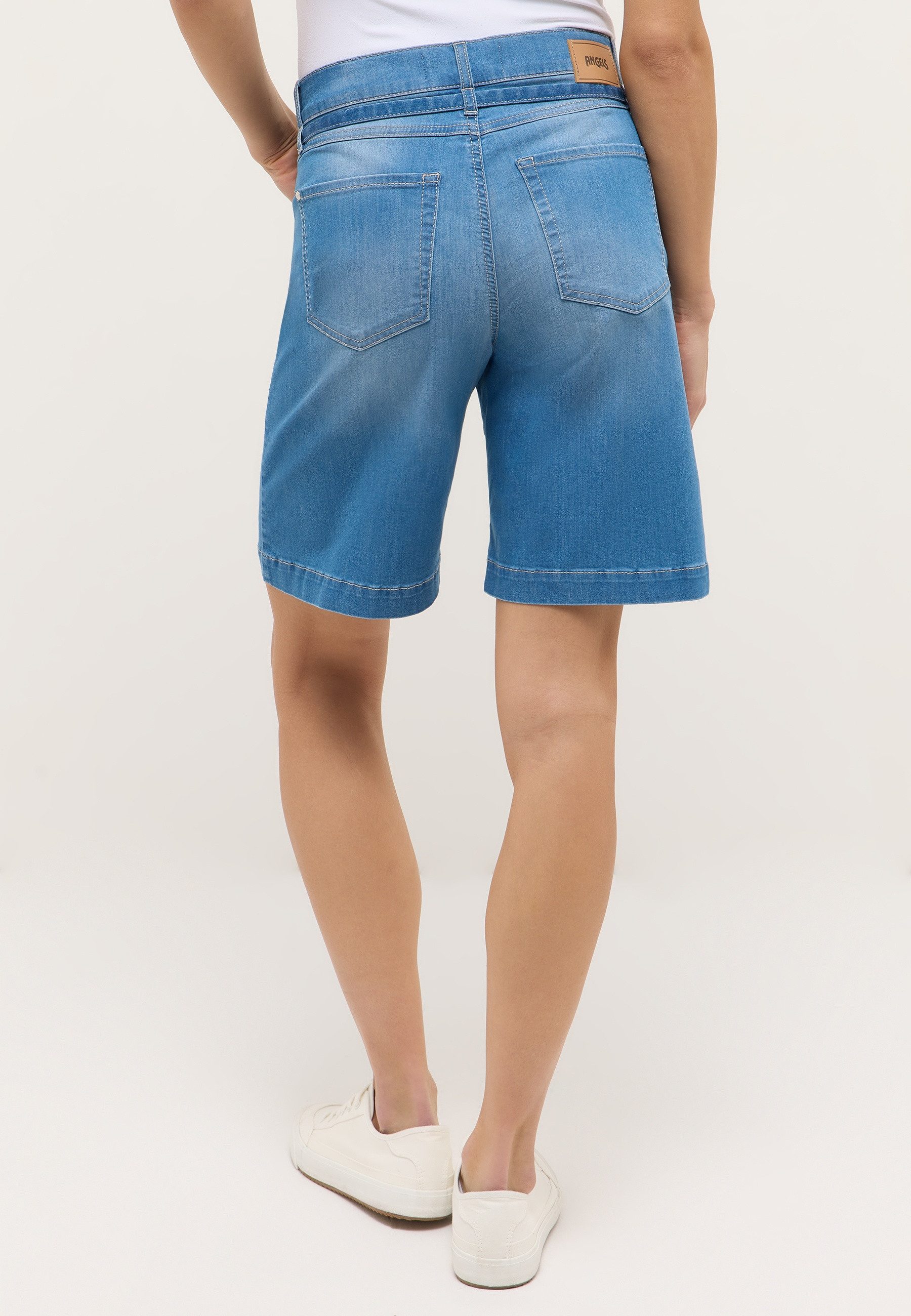 ANGELS Jeansbermudas LIA CITY mit Stretch und Bindeband aus Denim