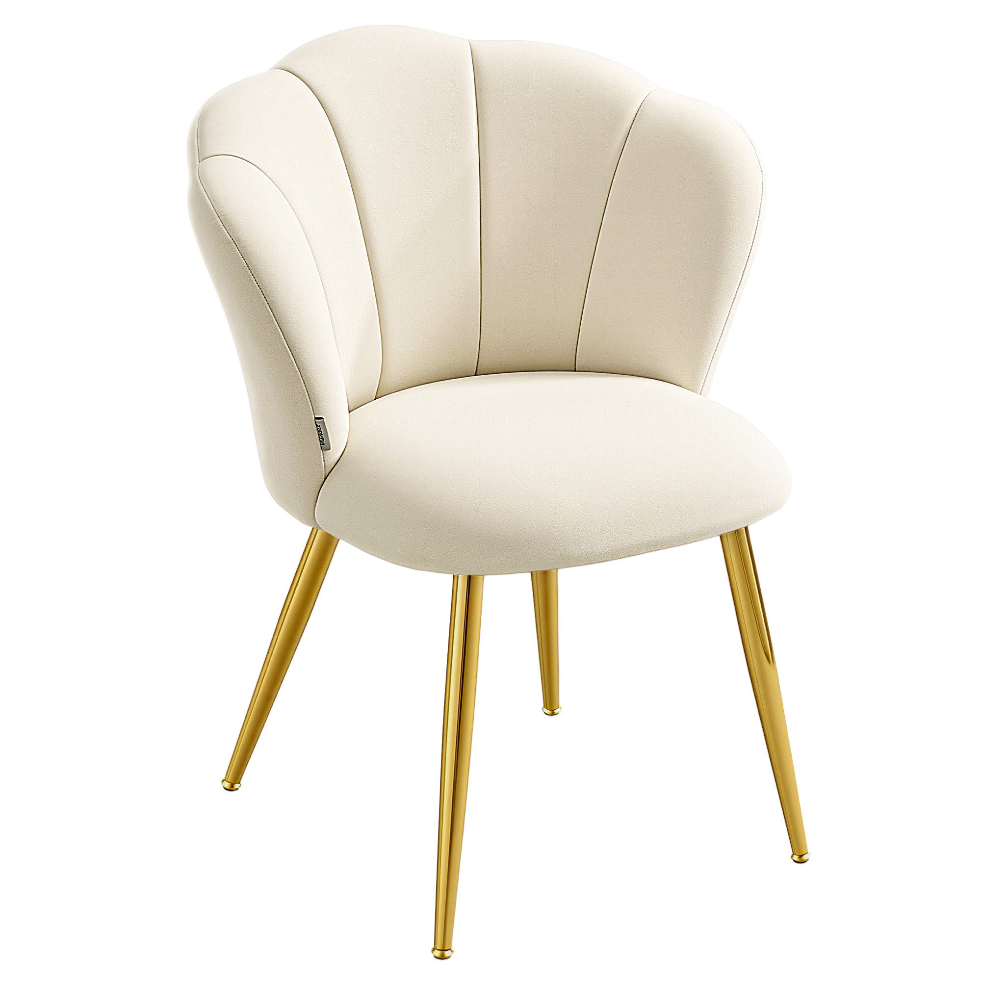 VASAGLE Esszimmerstuhl Blütenblattförmige Rückenlehne, gepolsterter Schminktischstuhl, Samt (1 St), bis 150 kg belastbar, Stahlbeine, für Küche, Wohnzimmer, Schlafzimmer