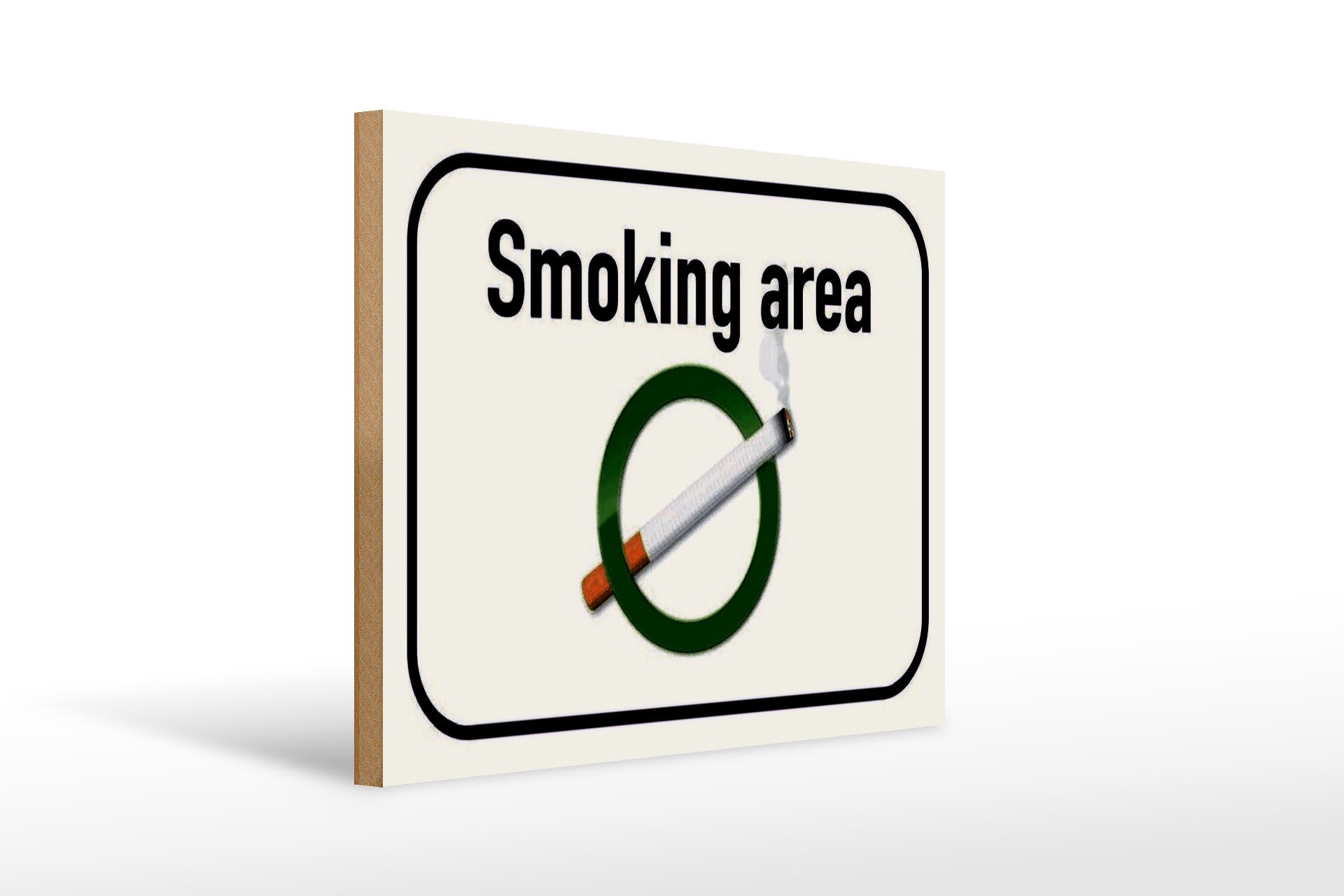 Femer GmbH Holzbild Hinweis 40x30cm Smoking area Raucherraum, Hinweise und Warnungen (1 St), Glatte Holzfaserplatte (MDF), vorn beschichtet