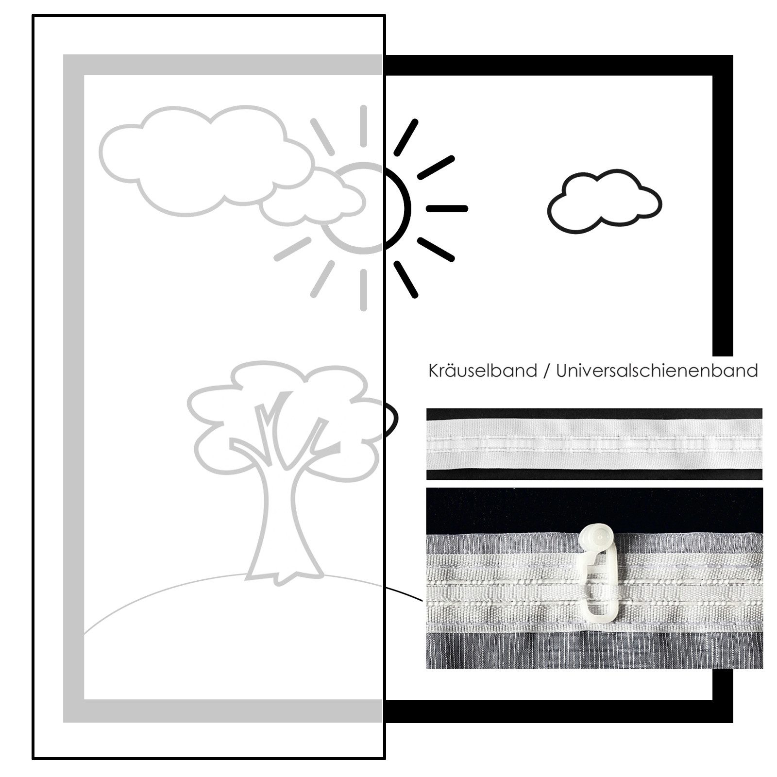 heimtexland Gardine Gardinen Store Vorhang Blumen weiß halbtransparent (1 St), Kräuselband, halbtransparent, Jacquard, Jacquard I gebogt I Querbehang I Volant I Kräuselband