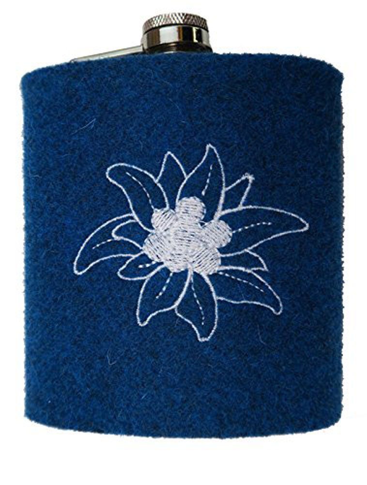 Steinnacher Bärbel Flachmann Flachmann mit Filzbezug blau Edelweiss, Filzbezug