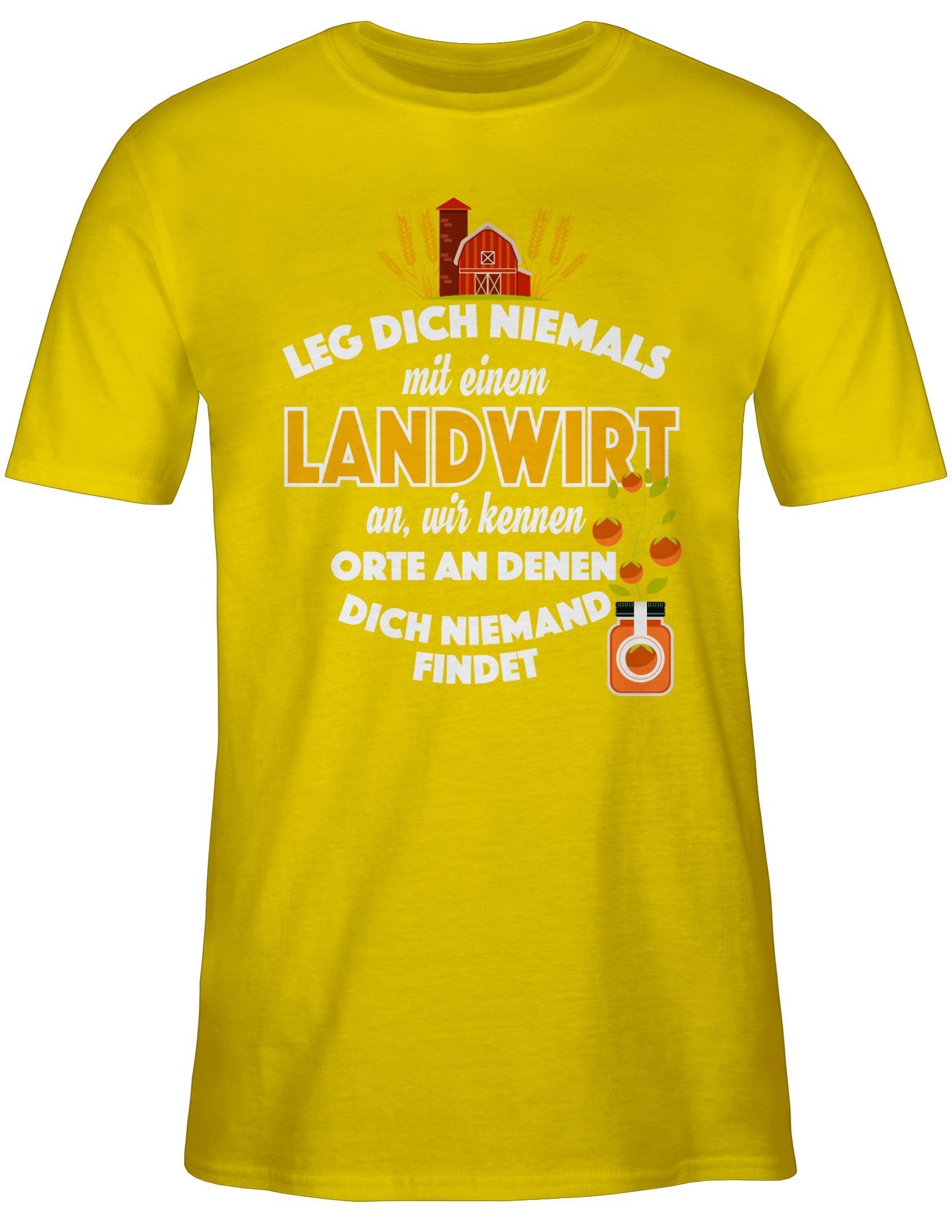 Shirtracer T-Shirt Bauer mit einem an 3 Leg Landwirt Geschenk dich niemals Gelb Landwirt