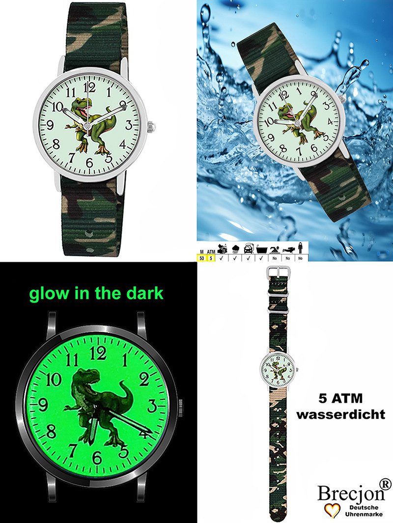 Brecjon Quarzuhr Kinder Armbanduhr Dino Glow Wechselarmband 5ATM, Mix und Match Design - kostenloser Versand