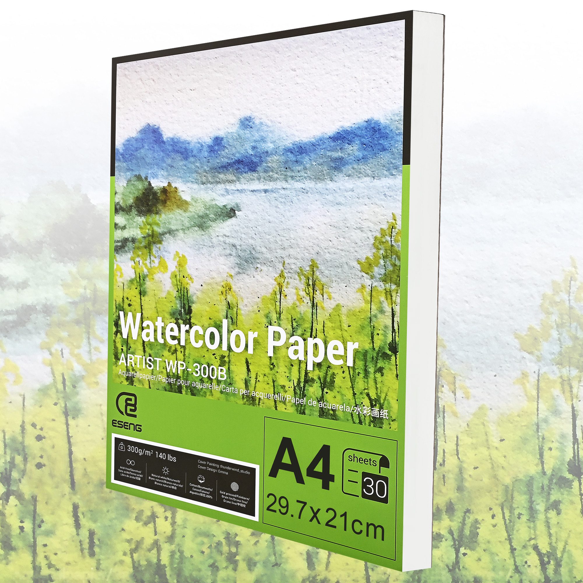 ESENG Aquarellpapier Premium Aquarellpapier, ARTIST WP-300B, 100% Baumwolle, A2/A3/A4/A5