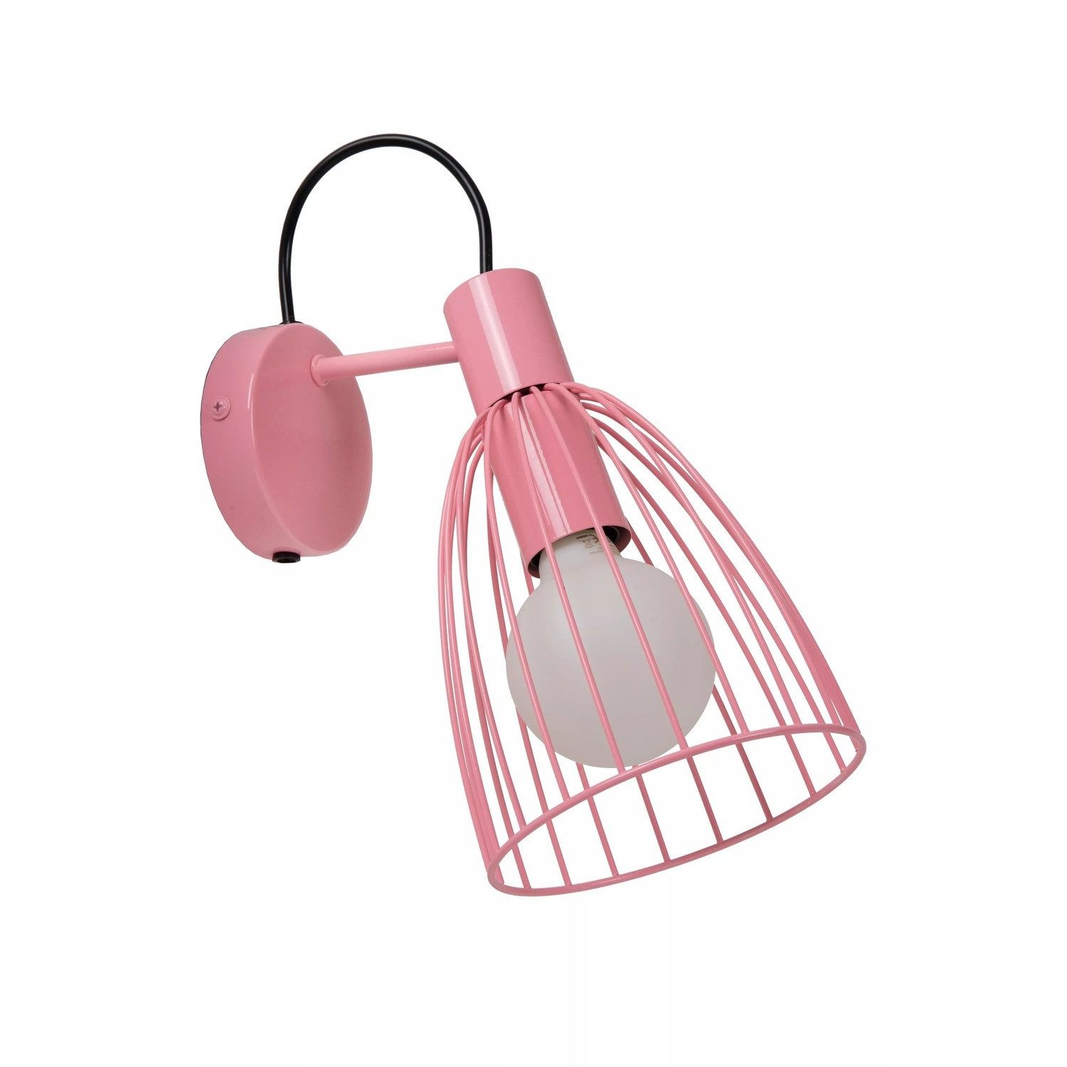 Licht-Erlebnisse Wandstrahler NAVIK, ohne Leuchtmittel, Pink Metall Draht Strahler Spot verstellbar E27 B:15 cm Kinderzimmer
