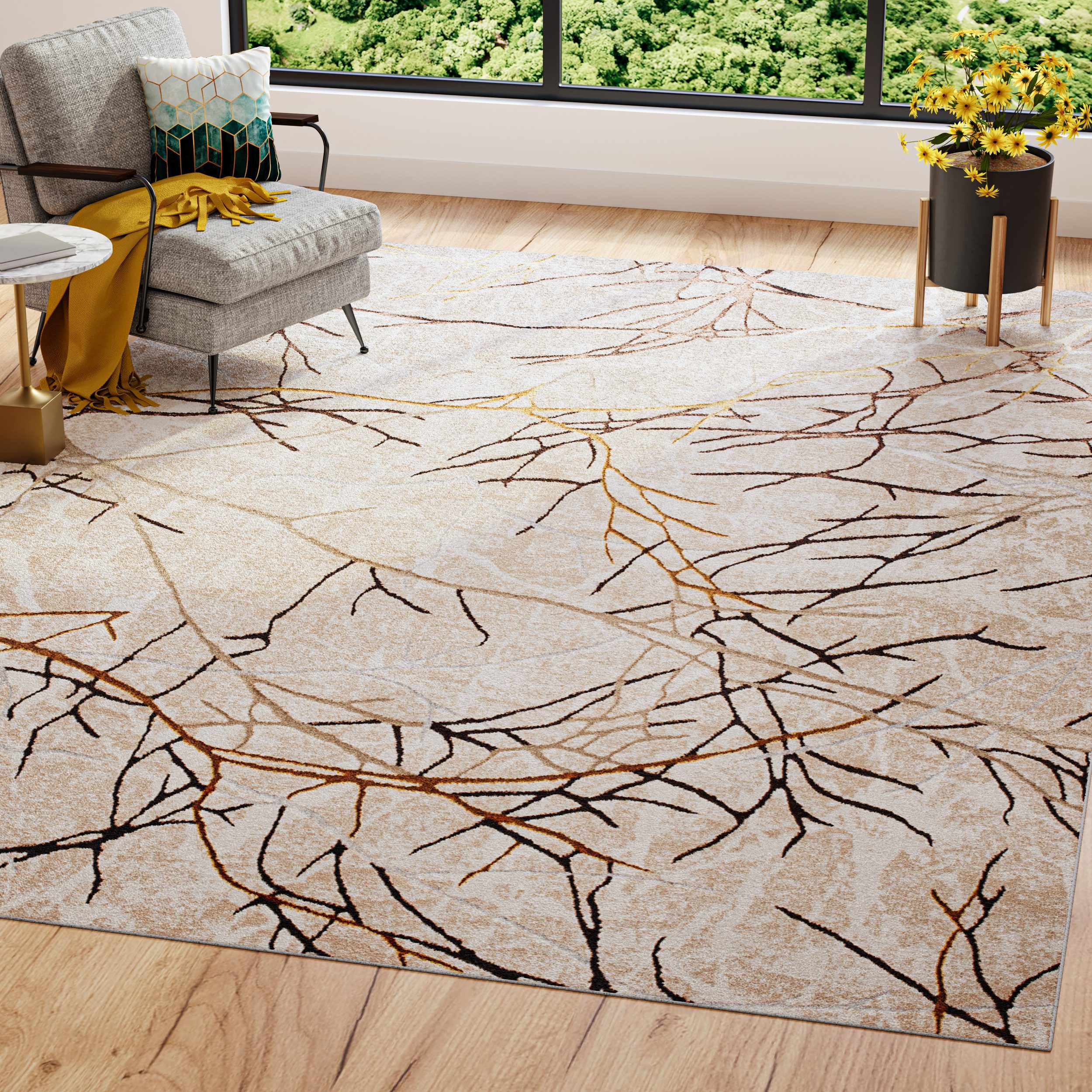 Tapiso Designteppich GOLDEN, rechteckig, Höhe: 16 günstig online kaufen