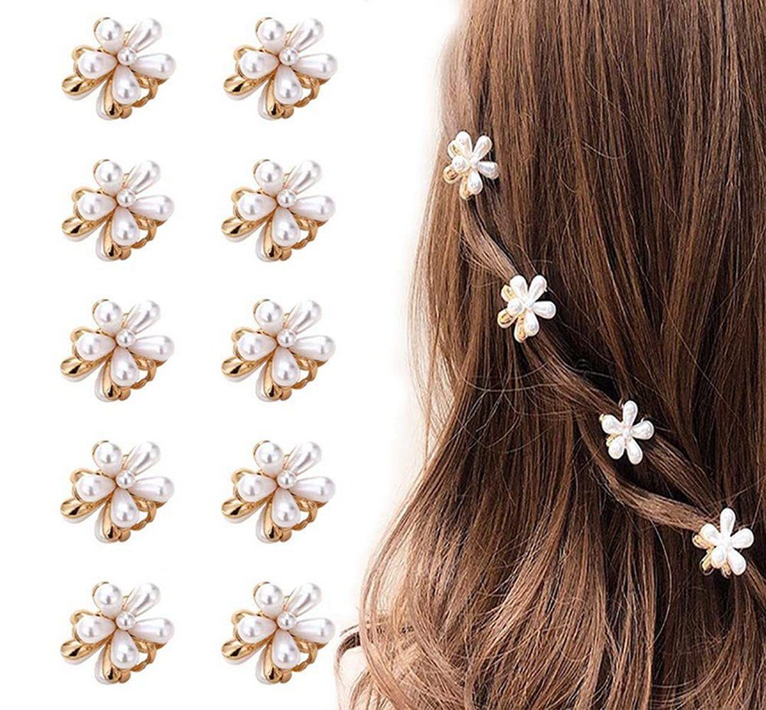 DAYUT Haarclip Blume Haarspangen, Mini 10pcs Kopfstück, 10-tlg. Braut