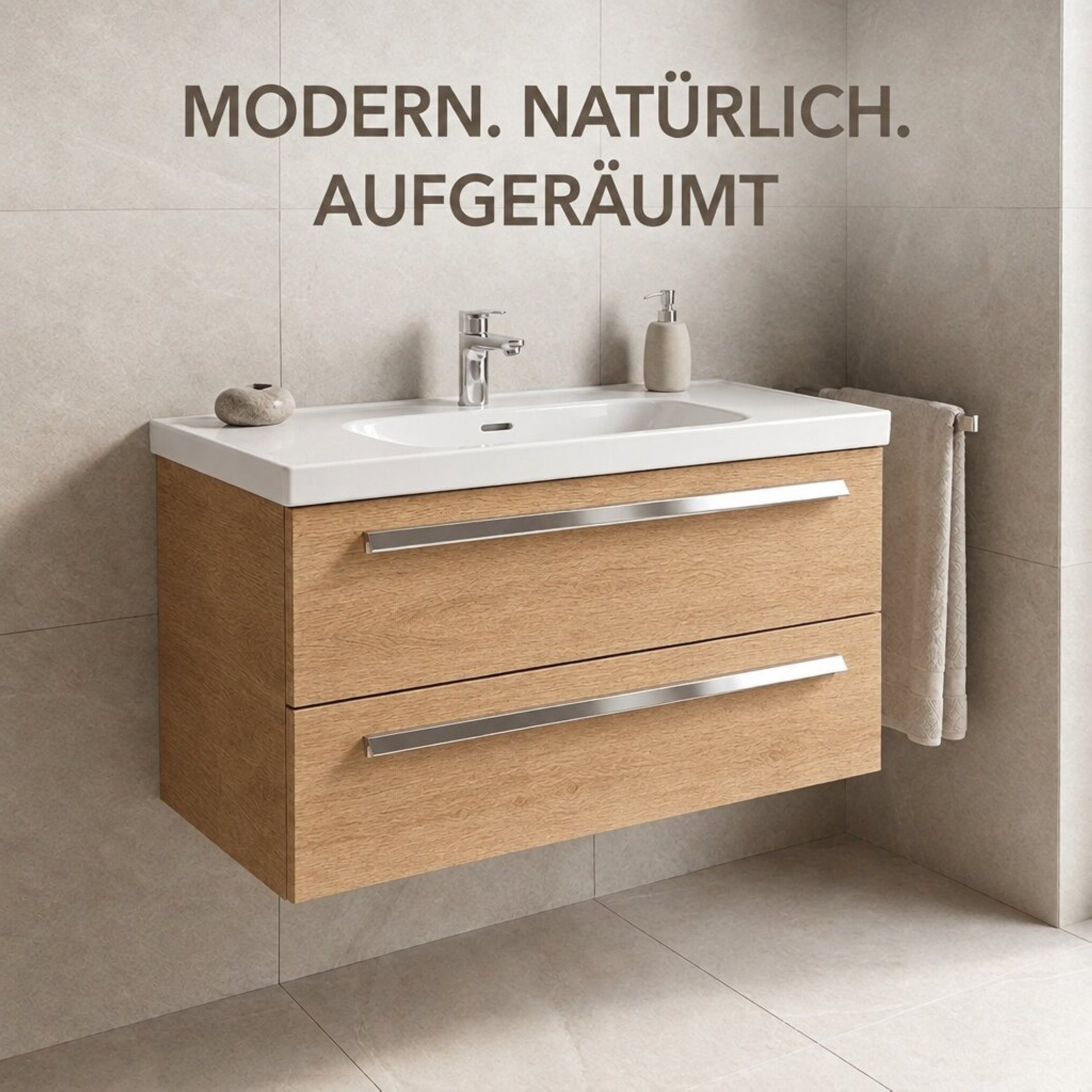 BADEDU Badmöbel-Set Badmöbel Set, Waschtisch, Waschbecken Keramik, Unterschrank