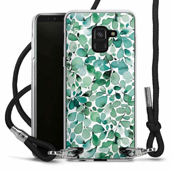 DeinDesign Handyhülle Pastell Wasserfarbe Blätter Watercolor Pattern Leaffy Leaves Samsung Galaxy A8 (2018) Handykette Hülle mit Band Case zum Umhängen