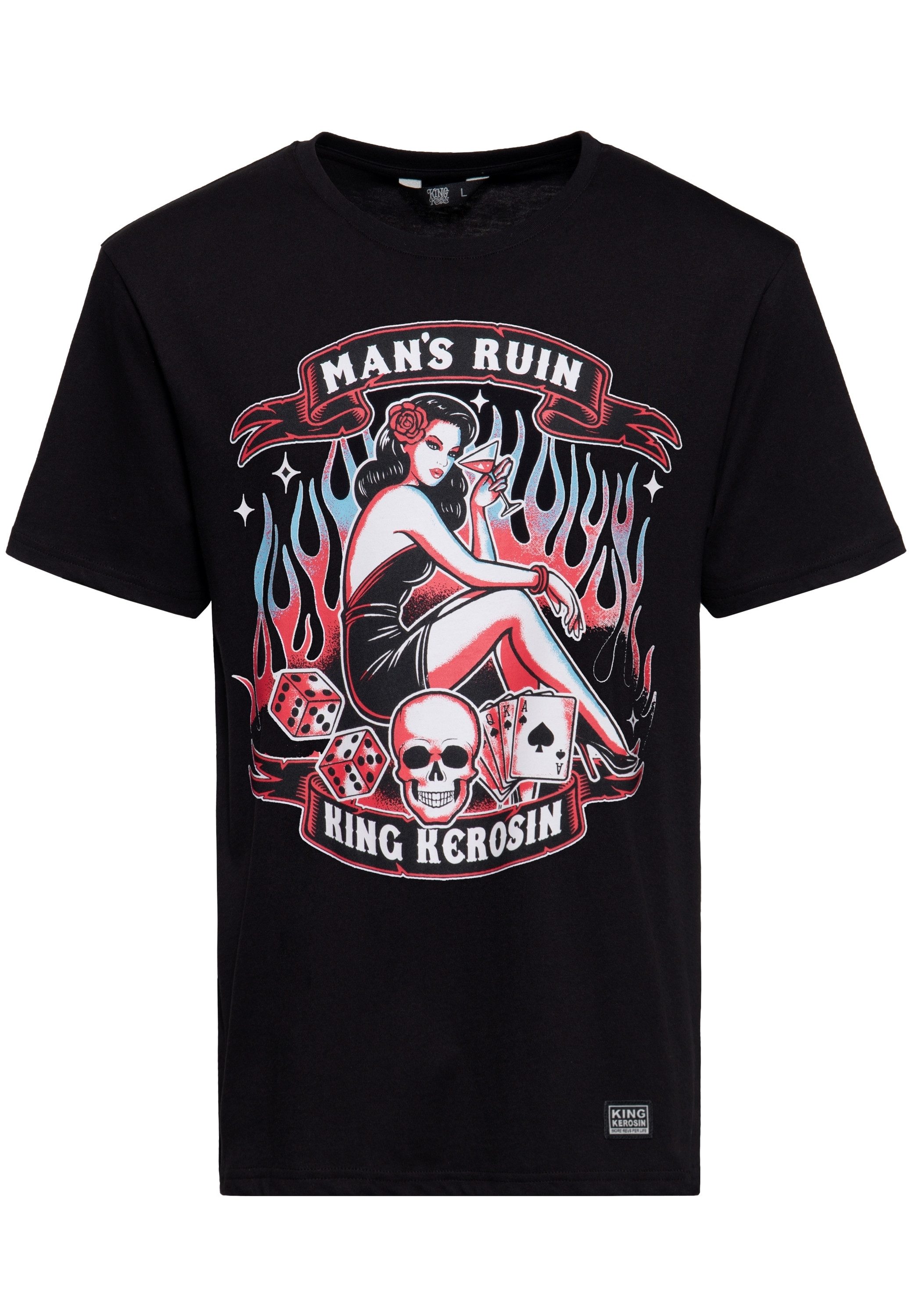 KingKerosin Print-Shirt Man's Ruin (1-tlg) mit Rockabilly-Artwork