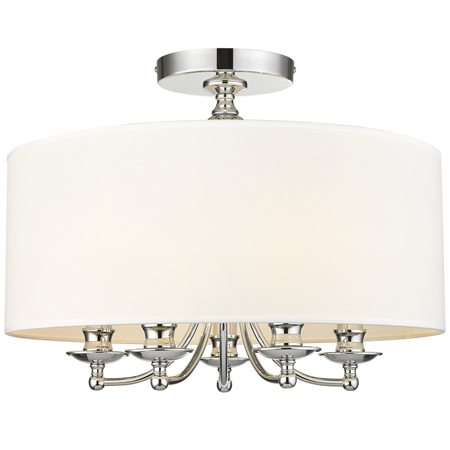 Licht-Erlebnisse Deckenleuchte HALDEN, ohne Leuchtmittel, Stoff Metall E14 rund D: 50 cm Chrom Weiß Klassisch