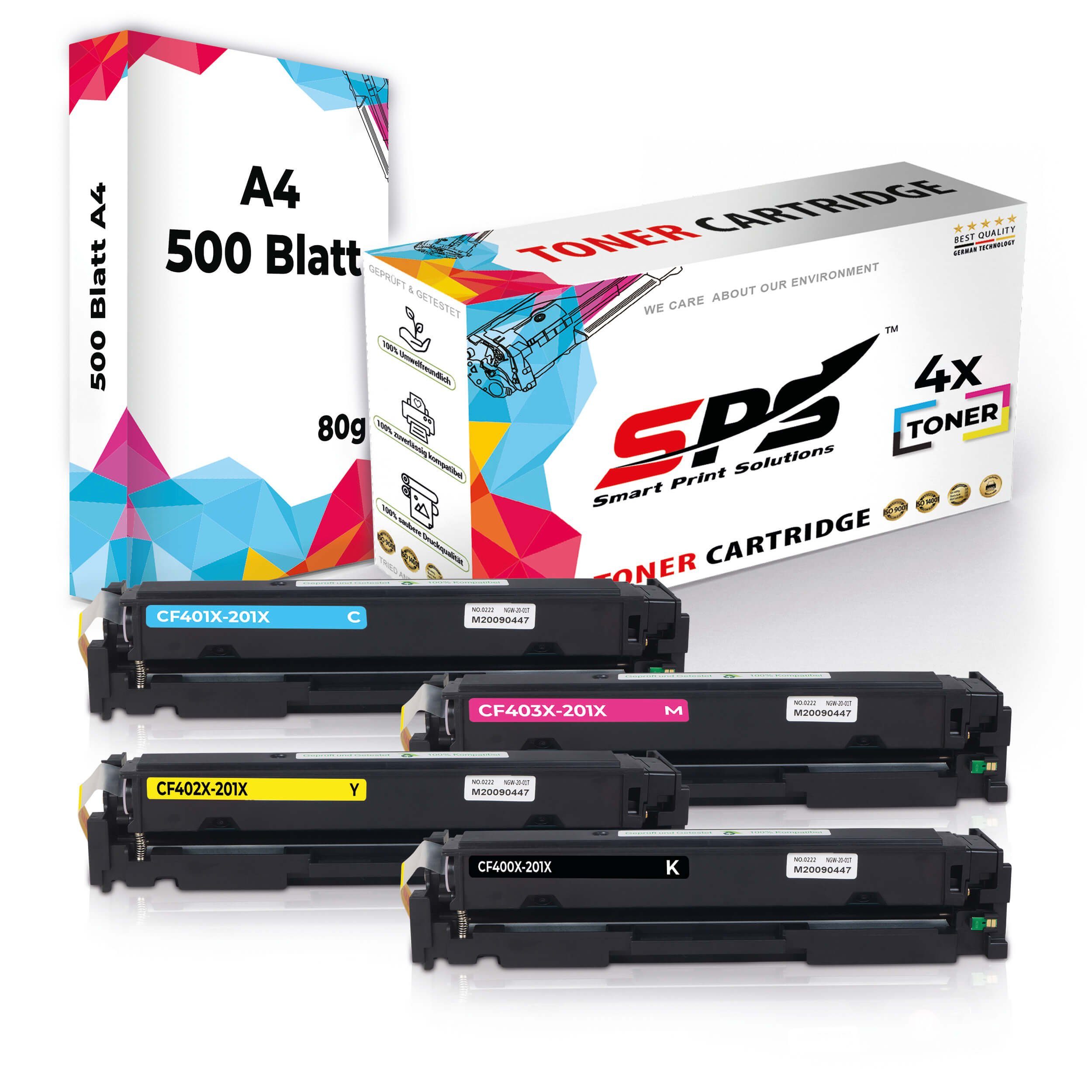 SPS Tonerkartusche Kompatibel für HP Color Laserjet Pro MFP M277N, (4er Pack + A4 Papier, 4x Toner(1 x Schwarz1x Cyan, 1x Magenta, 1x Gelb)