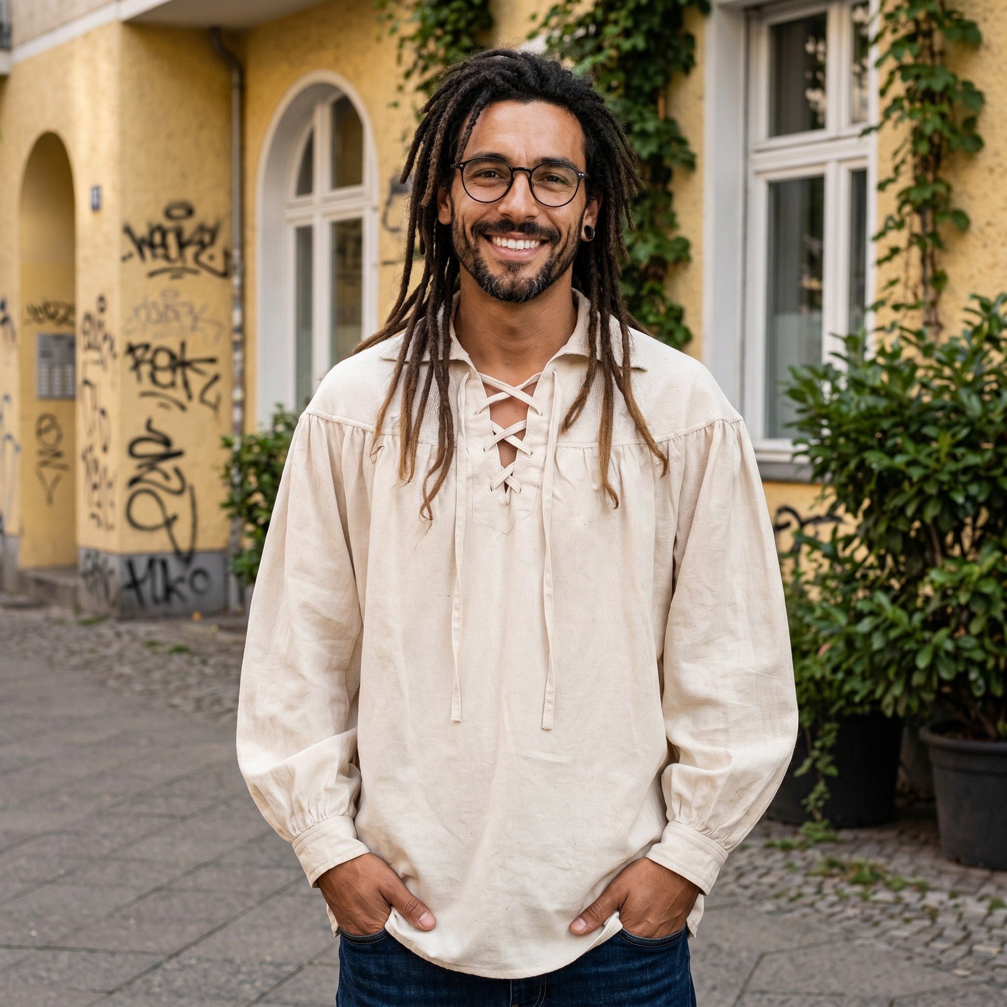 Guru-Shop Hemd & Shirt Schlupfhemd, Freizeithemd, Mittelalterhemd -.. Ethno Style, alternative Bekleidung