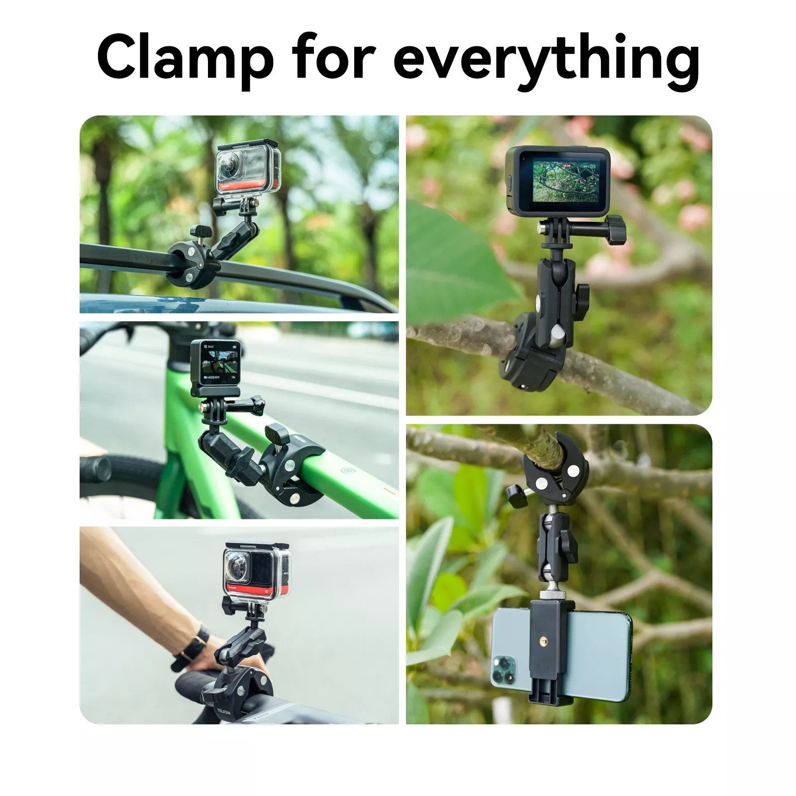 Telesin Action Cam-Halterung 360°Fahrrad Motorrad Lenkerhalterung Halter mit Adapter Für GoPro12 11