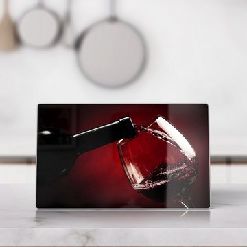 DEQORI Schneidebrett 'Rotwein wird eingeschenkt', Glas, Platte Frühstücksbrett Schneideplatte